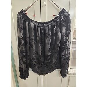 WHITE HOUSE BLACK MARKET Off Shoulder Burnout Blouse Silk Blend S  SOLD OUT‎